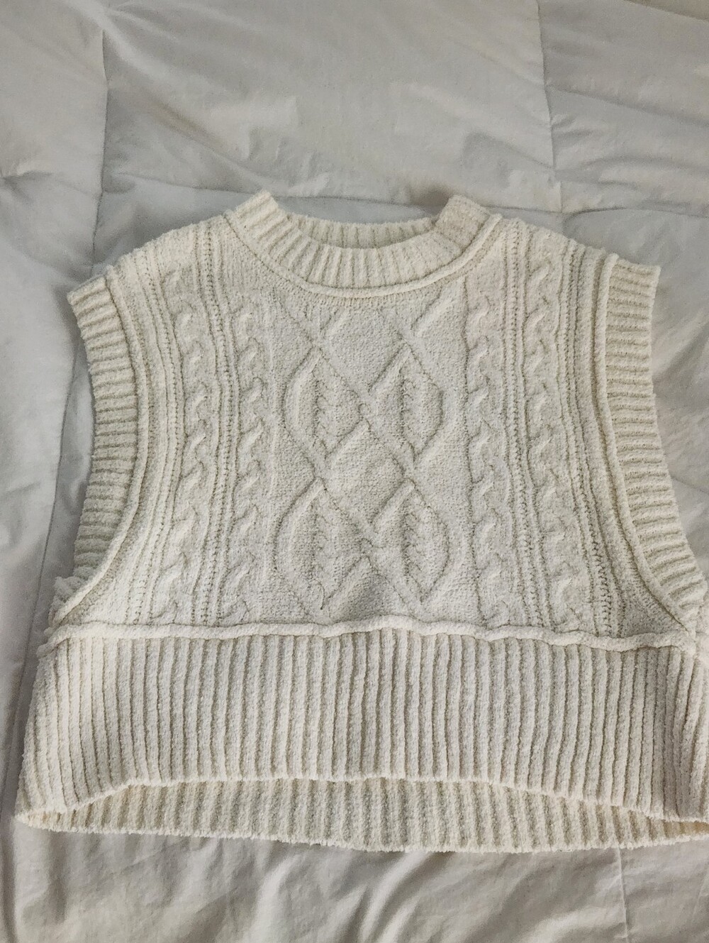Free People Rowan vest ivory cream Size L Knit Sweater - Picture 2 of 7